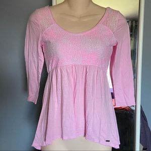 Hollister Top Tie-Dye w/3/4 Sleeves, Size Small, Cute, Pink